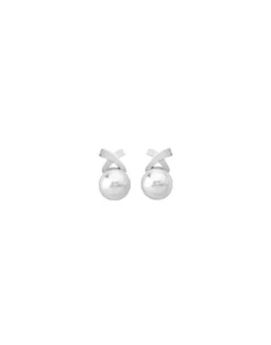 Flash Sale Majorica Silver Vega Earrings With Round White Pearl