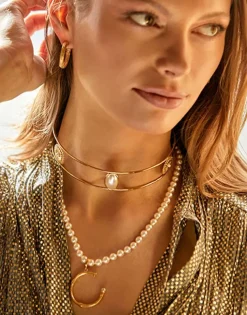 Hot Majorica Symi Gold-Plated Choker With White Pearls