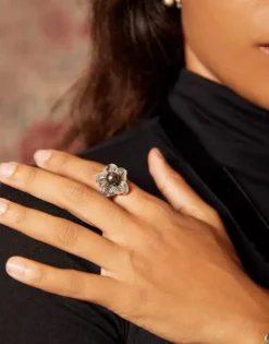 Best Sale Majorica Tahiti Pearl Ring With Flower Peregrina
