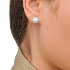 New Majorica Earrings Lyra Gold Plated With 10Mm White Pearl