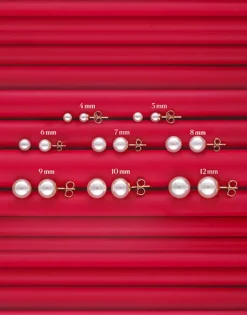 New Majorica Earrings Lyra Gold Plated With 7Mm White Pearl