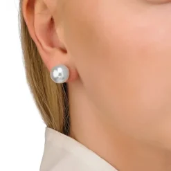Sale Majorica Earrings Lyra Silver With 12Mm White Pearl